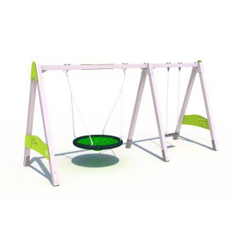 Les balançoires - Balançoire nid d'oiseau et assise simple (Acier)